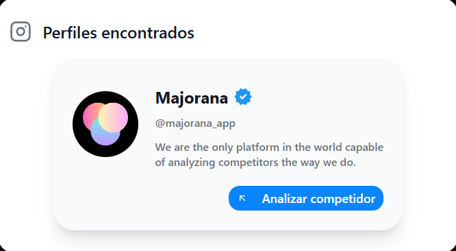 Resultados de perfiles de competidores encontrados en Majorana